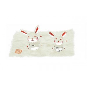 Couple de Lapins en verre