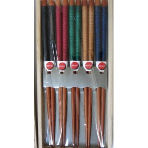 Set de 5  paires de baguettes assorties, 5 couleurs