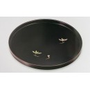 Plateau rond, en bois laqué - Motif Fleurs en éclosion